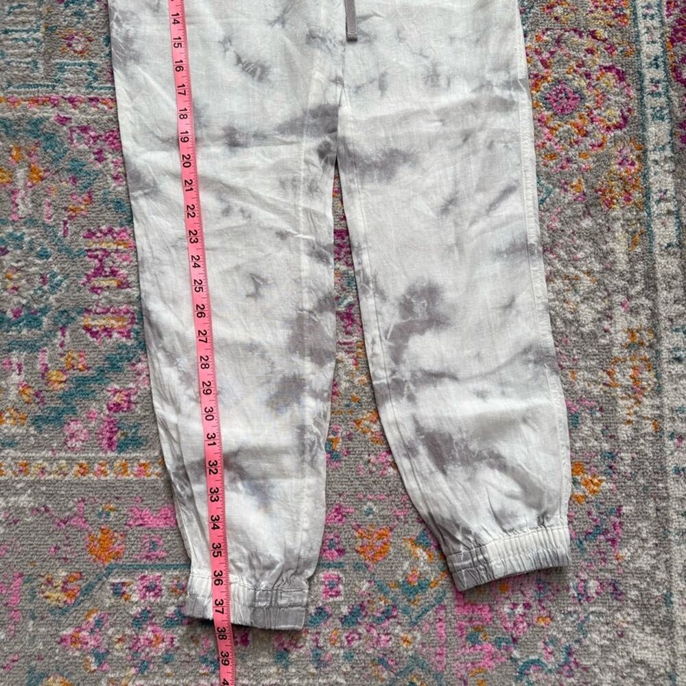 Rachel Zoe White Grey Tie Dye 100% Linen High Rise Lightweight Jogger Pants XS - Picture 5 of 10